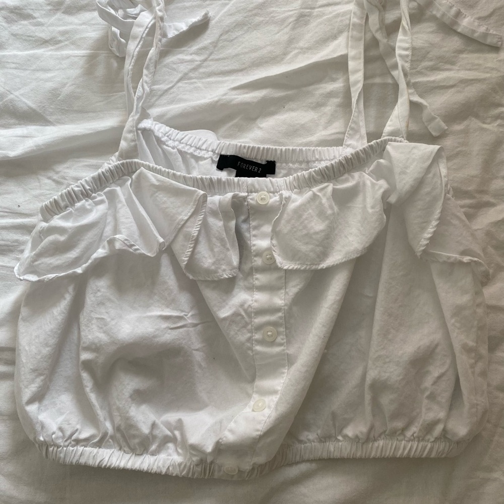 cute dainty white cropped top